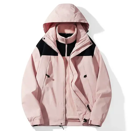 NASA联名冲锋衣男女同款秋冬季三合一户外防风防水情侣登山服外套图片