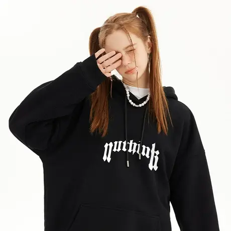 Nuthink美式高街vibe风字母连帽卫衣男潮牌ins宽松大码情侣装外套商品大图