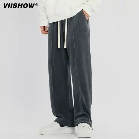 VIISHOW休闲裤男士2024春秋季灯芯绒裤子男直筒百搭运动卫裤男商品大图