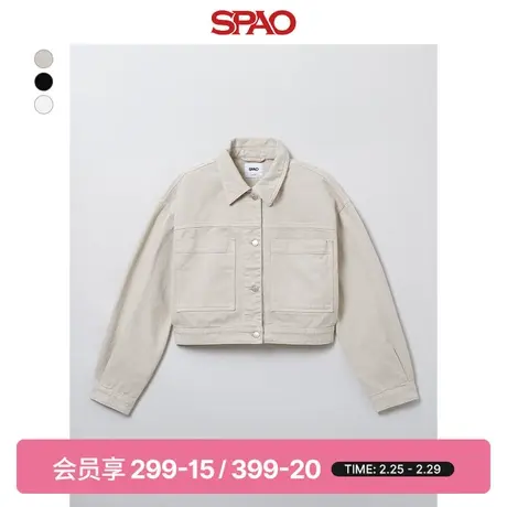 SPAO韩国同款2024年春季新款女士时尚翻领牛仔夹克外套SPJEE23G01商品大图