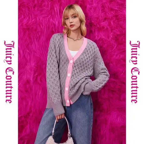 Juicy Couture橘滋女装新款秋冬扣肌理女式毛衣品牌上衣外套图片