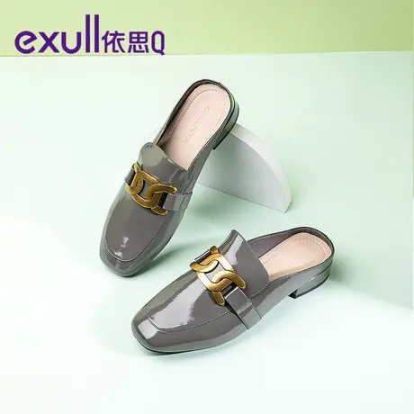 exull/依思Q拖鞋女2022夏季新款时尚百搭包头外穿粗跟韩版懒人鞋图片