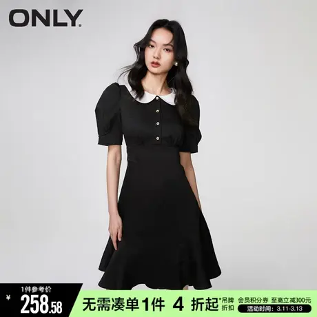 ONLY秋季气质甜美收腰黑色显瘦短裙连衣裙女|123207083图片