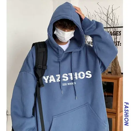 连帽卫衣男潮牌美式嘻哈宽松休闲上衣服vintage情侣帽衫加绒外套商品大图
