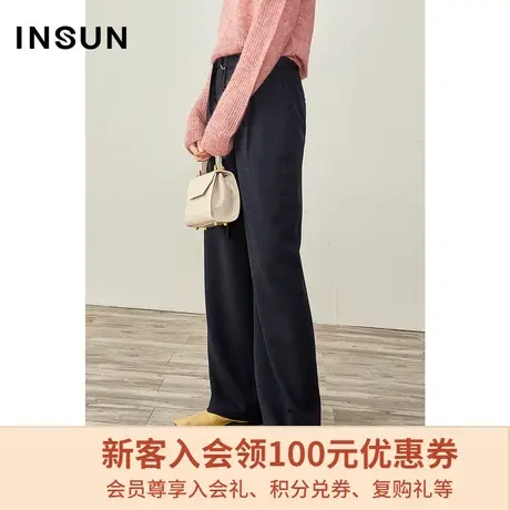 影儿恩裳冬季新款绵羊毛阔腿裤女垂感百搭宽松气质直筒休闲裤图片