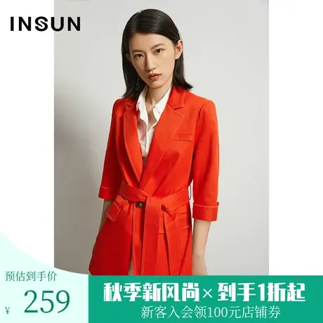 恩裳秋季轻商务职业西装领收腰绑带设计艺术感垂坠西装图片