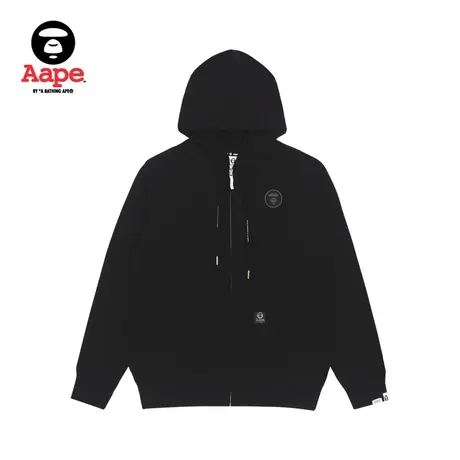 Aape旗舰店男装秋冬猿颜印花闪钻字母撞色拼接连帽卫衣3833XXH商品大图