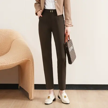韩版通勤显瘦小脚裤高腰休闲裤女秋季2023新款裤子时尚气质九分裤图片