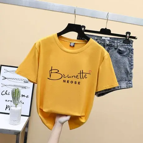 2023年夏季短袖纯棉t恤女ins潮网红打底内搭短袖韩版宽松港风上衣图片