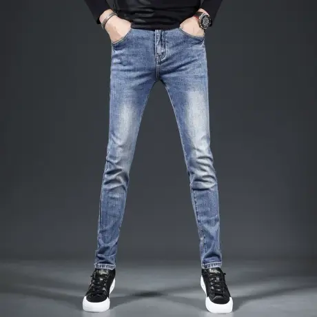 男士牛仔裤2023新款爆款高级蓝色修身小脚裤潮流百搭男士裤子春秋商品大图
