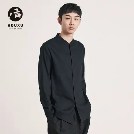 后序【纯亚麻系列】新中式国风衬衫男长袖宽松原创中华小立领衬衣商品大图