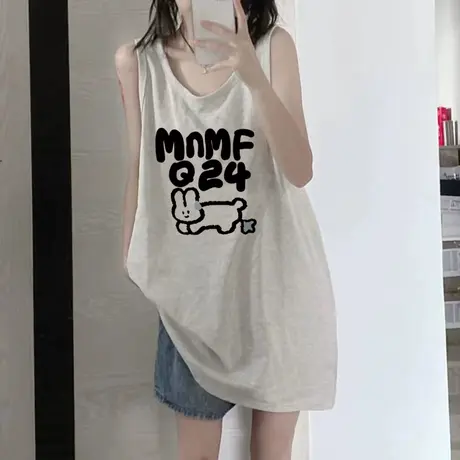 纯棉吊带运动坎肩背心无袖t恤女夏季外穿篮球服宽松港风挂脖上衣图片