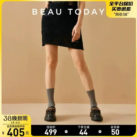 BeauToday黑金链条厚底小皮鞋女BT2024新款英伦风乐福鞋复古单鞋商品大图