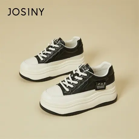 Josiny/卓诗尼厚底休闲板鞋女2024新款春季内增高厚底百搭帆布鞋商品大图