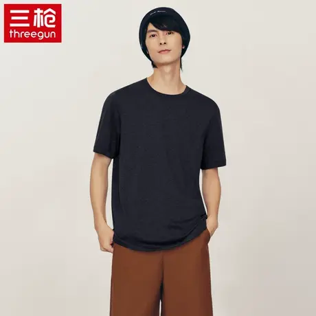 三枪新疆棉男夏季正品短袖纯色棉质T恤透气上衣圆领吸汗薄打底衫商品大图