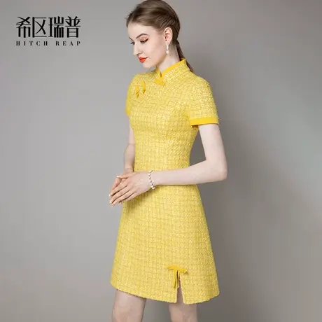 希区瑞普高端新式改良版旗袍国潮日常短款年轻款粗花呢夏季小礼服商品大图