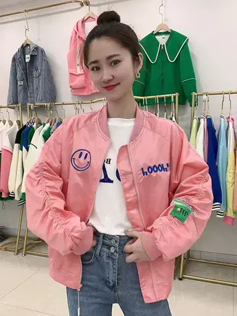 欧洲站笑脸刺绣棒球服女设计感2023早春新款宽松休闲运动短外套潮图片