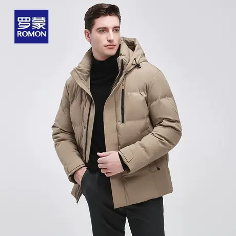 【鹅绒】罗蒙品牌旗舰店正品羽绒服男装冬季短款连帽加厚保暖外套图片