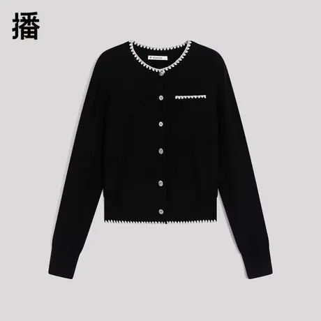 播圆领针织开衫女2023秋季新款高级感小香风短款外套DDQ4UD5096商品大图