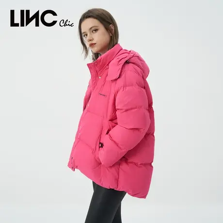 LINC金羽杰羽绒服女2023冬新款立体亮彩专柜反季断码女款短面包服商品大图