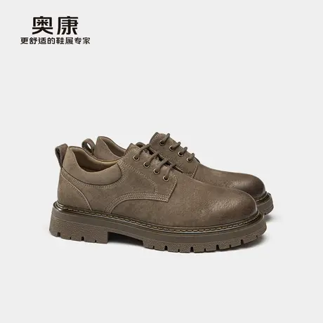 奥康 男鞋2025春季工装鞋户外潮流耐磨轻商务复古真皮系带皮鞋商品大图