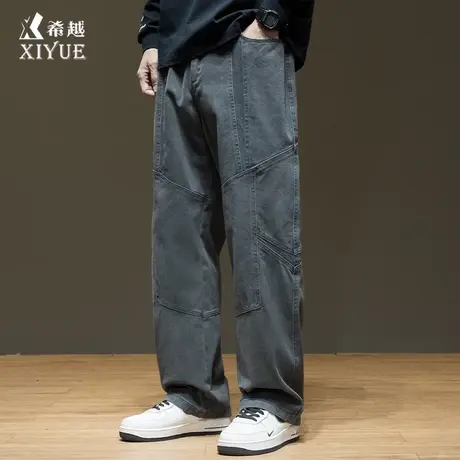 美式纯棉工装牛仔裤男士2025秋冬新款宽松大码直筒春秋休闲裤子男商品大图