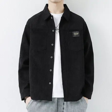 春秋款男士工装夹克痞帅上衣服潮休闲黑色冲锋衣初春外套薄款衬衫商品大图