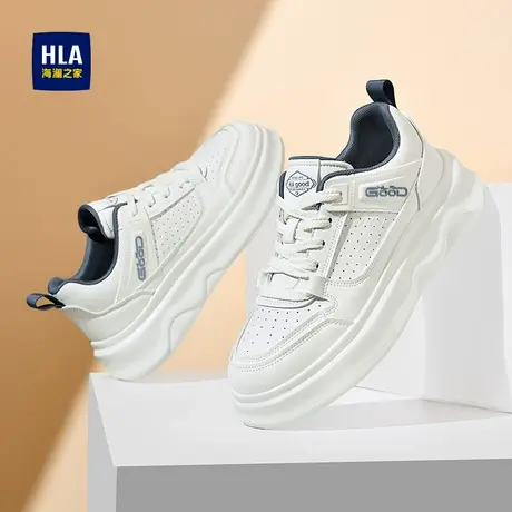 HLA/海澜之家男生软底轻质板鞋2025夏季透气厚底小白鞋舒适男鞋子商品大图