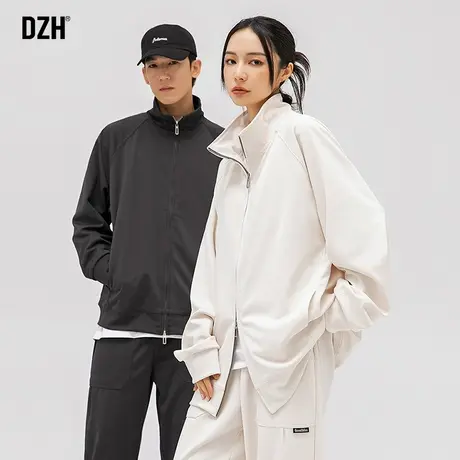 情侣高街立领外套男潮牌高级感休闲拉链开衫2023新款情侣装运动衫商品大图