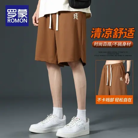 罗蒙冰丝短裤男夏季高级感速干运动五分中裤夏天宽松休闲裤子男士商品大图