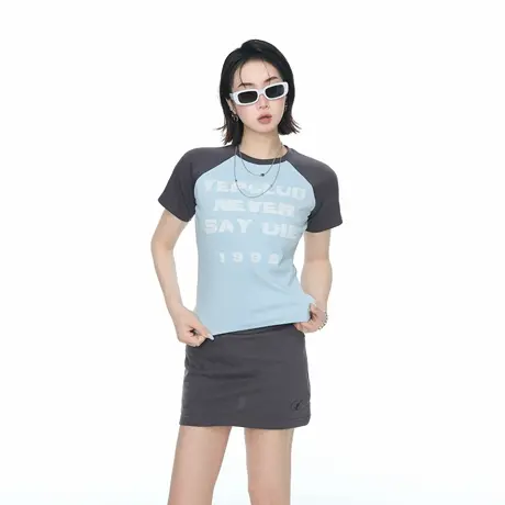 YEP2025夏季新款潮牌印花修身短款T恤女短袖美式街头风半袖上衣商品大图