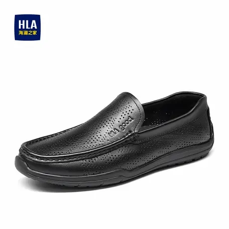 HLA/海澜之家男鞋新款秋夏季休闲百搭乐福皮鞋男时尚软底冲孔透气商品大图