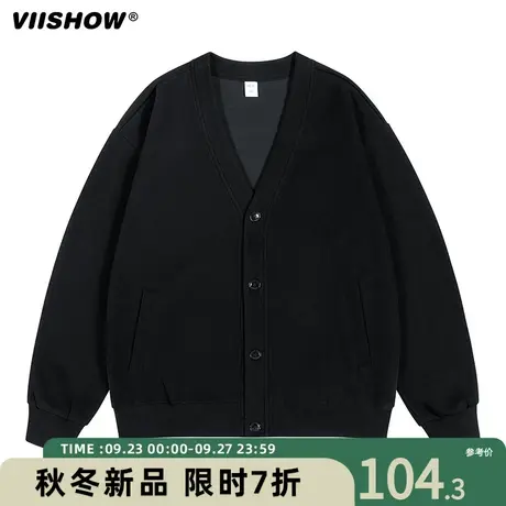 VIISHOW男士开衫外套春秋季男装秋冬无领针织衫卫衣韩版潮流夹克商品大图