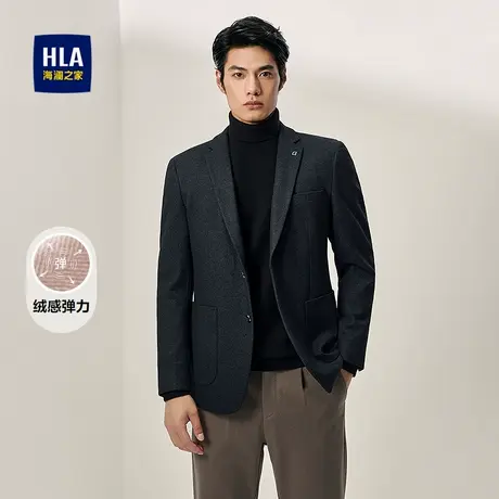 HLA/海澜之家绒感弹力休闲西服男25秋冬新时尚花纹修身西装外套男商品大图