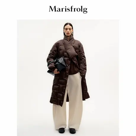 【双面穿90白鹅绒】Marisfrolg玛丝菲尔25冬新款围巾领长款羽绒服商品大图