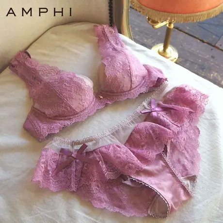 amphi华歌尔旗下日系轻薄蕾丝深V性感聚拢少女文胸AB3439图片