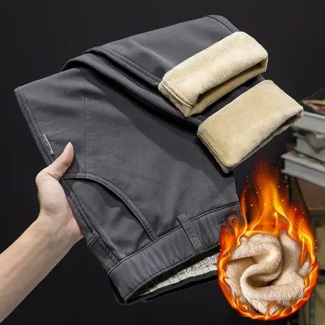 冬季冬天男士弹力加厚保暖休闲裤子2023年新款加绒防风西裤秋冬款商品大图