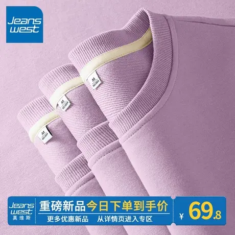 ZR真维斯t恤女2023新款夏季设计感小众休闲百搭宽松紫色半袖短袖图片