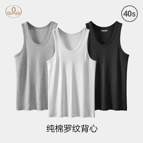 三针男士背心纯棉无袖跨栏运动健身夏季全棉休闲内穿罗纹打底汗衫商品大图