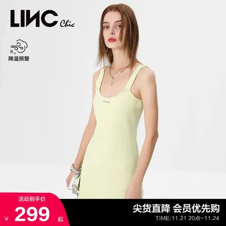 LINCCHIC金羽杰连衣裙机能感修身针织吊带连衣裙女S222SD577图片