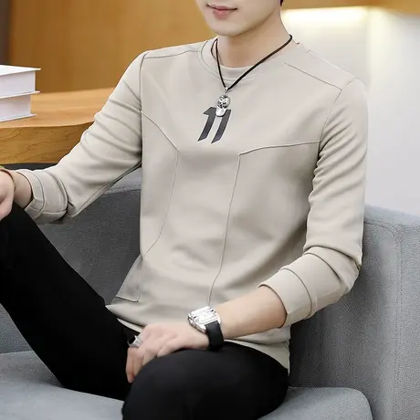卫衣男秋季潮男装长袖t恤2023新款衣服高级感秋衣加绒上衣ins潮牌商品大图