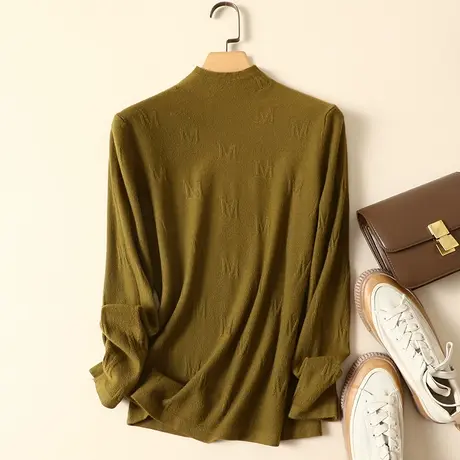 半高领毛衣套头打底衫女春装2024年新款内搭宽松百搭洋气针织衫女商品大图