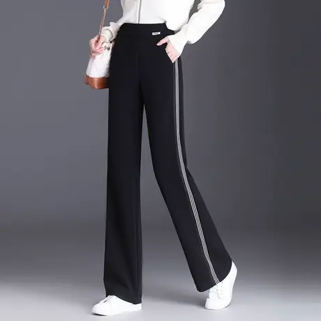 时尚休闲裤女秋季2023新款阔腿裤垂感显瘦高腰直筒裤百搭通勤长裤商品大图