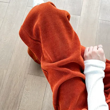 灯芯绒窄版阔腿裤女秋冬新款高腰宽松显瘦垂感松紧腰雪尼尔休闲裤商品大图