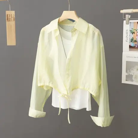 小个子短款轻薄防晒衫女款长袖轻薄款开衫防晒衣衬衫夏季上衣外套商品大图