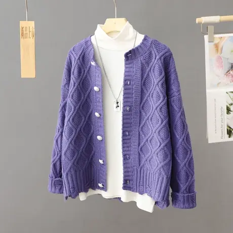 针织开衫毛衣外套女士2024新款爆款秋冬宽松设计感小众针织衫上衣图片