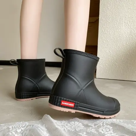 四季水鞋女款雨靴中筒防水加绒雨鞋时尚外穿胶鞋防滑厨房工作鞋商品大图