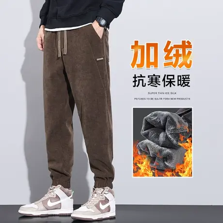 冬天男款保暖加厚防寒加绒裤秋冬款男士束脚卫裤冬季防风休闲裤子商品大图