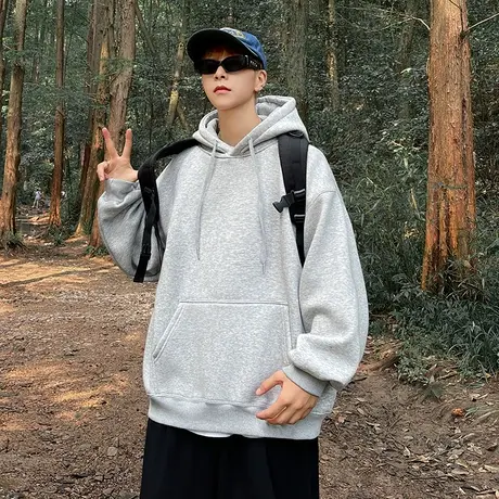 卫衣男春秋季美式重磅加绒连帽卫衣2023新款oversize潮牌情侣外套商品大图