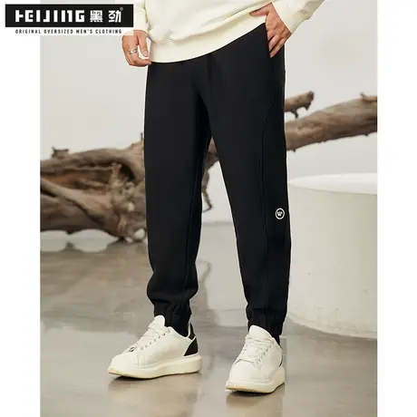 黑劲大码男装加厚休闲裤男冬季保暖束脚裤胖子加肥加大长裤潮商品大图